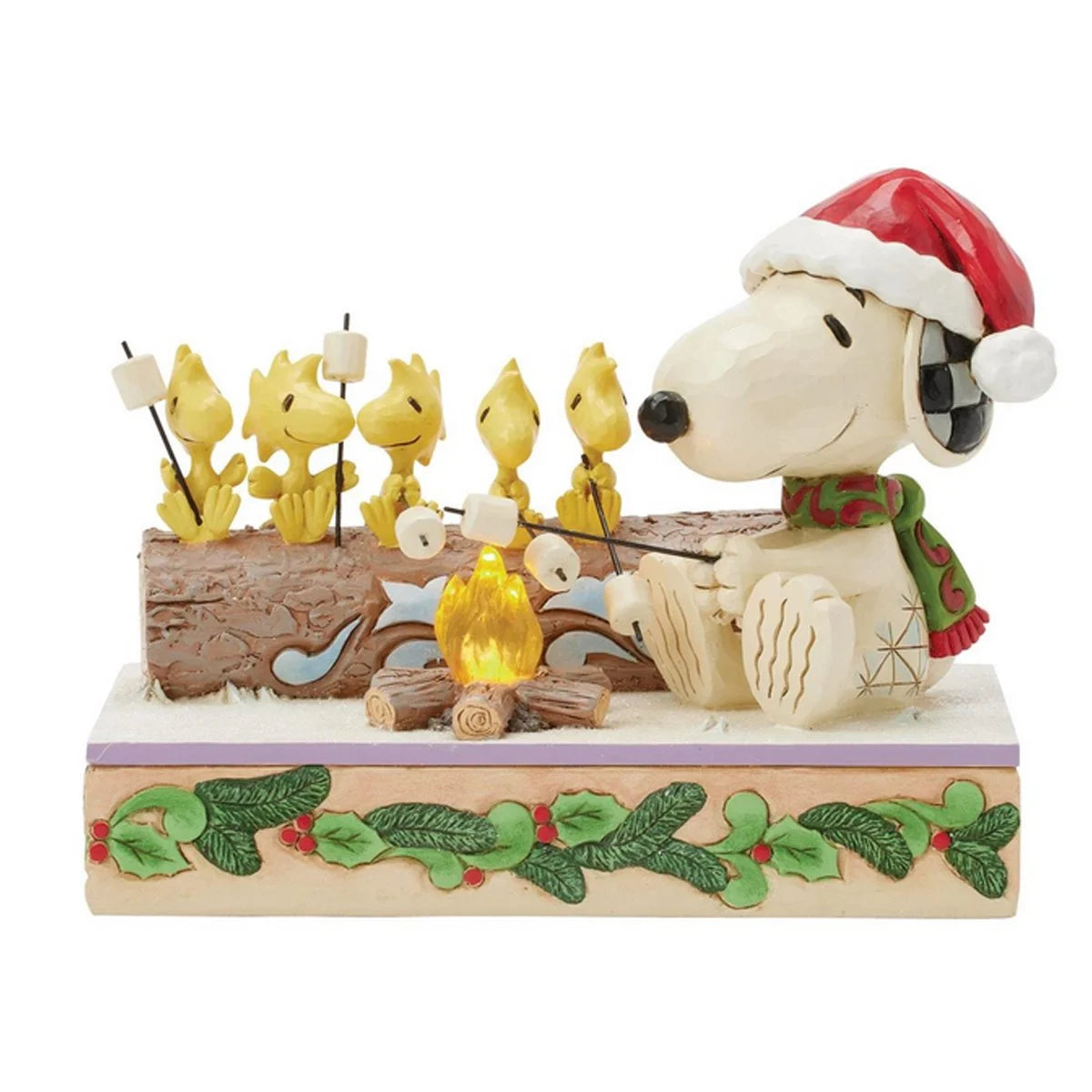 Snoopy & Woodstock Christmas Statue Jim Shore | Peanuts Holiday Campfire LED Figurine