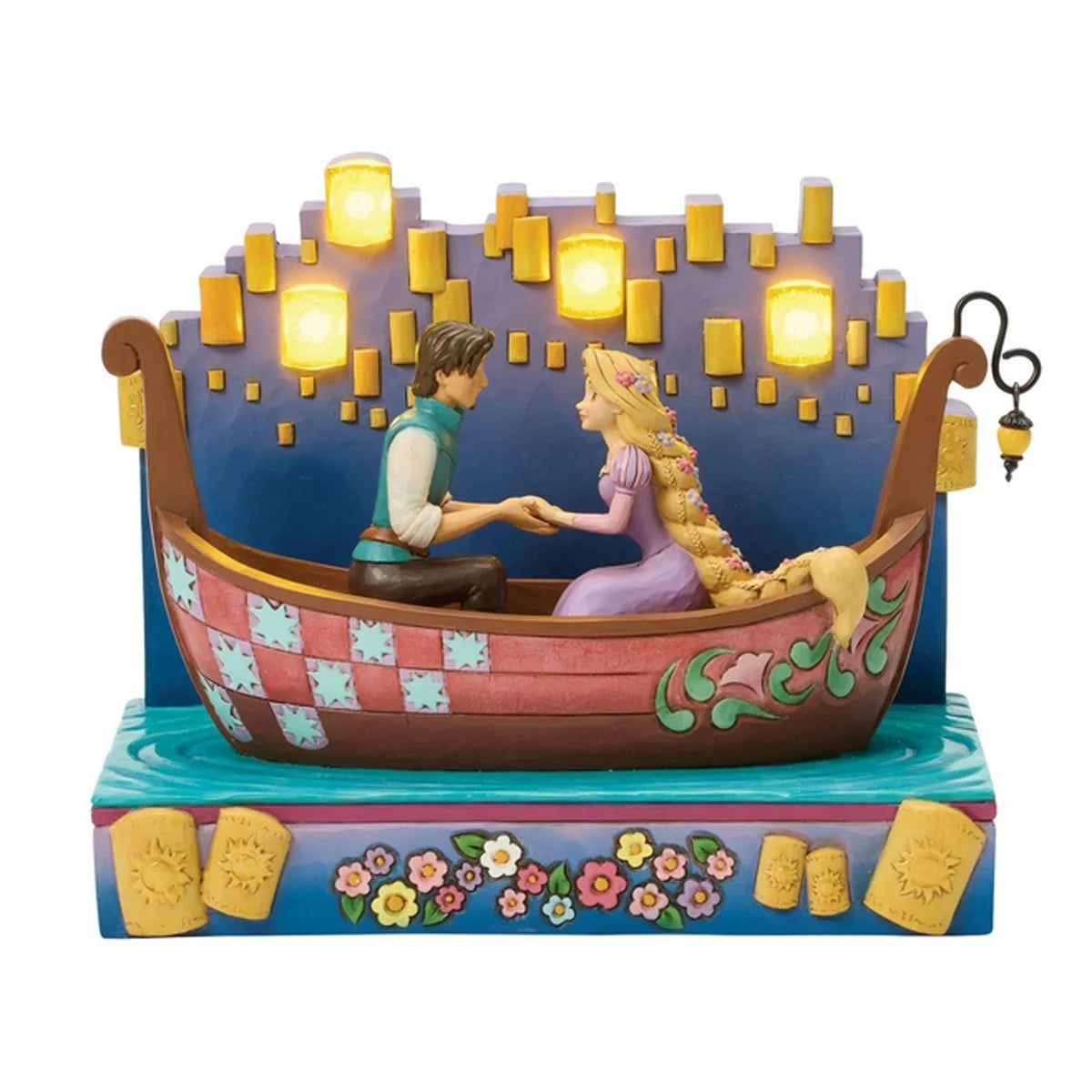 Disney Tangled Rapunzel & Flynn LED Lantern Boat Statue | Jim Shore Collectible Figurine