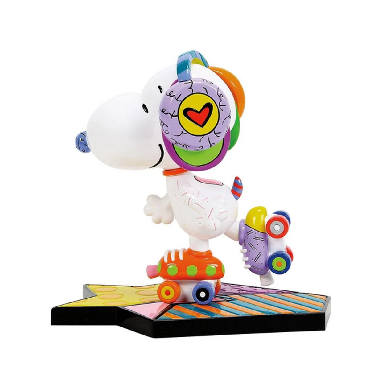 Snoopy Roller Skate Statue Romero Britto | Peanuts Pop Art Collectible Figurine