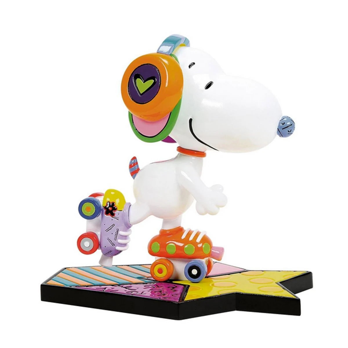 Snoopy Roller Skate Statue Romero Britto | Peanuts Pop Art Collectible Figurine