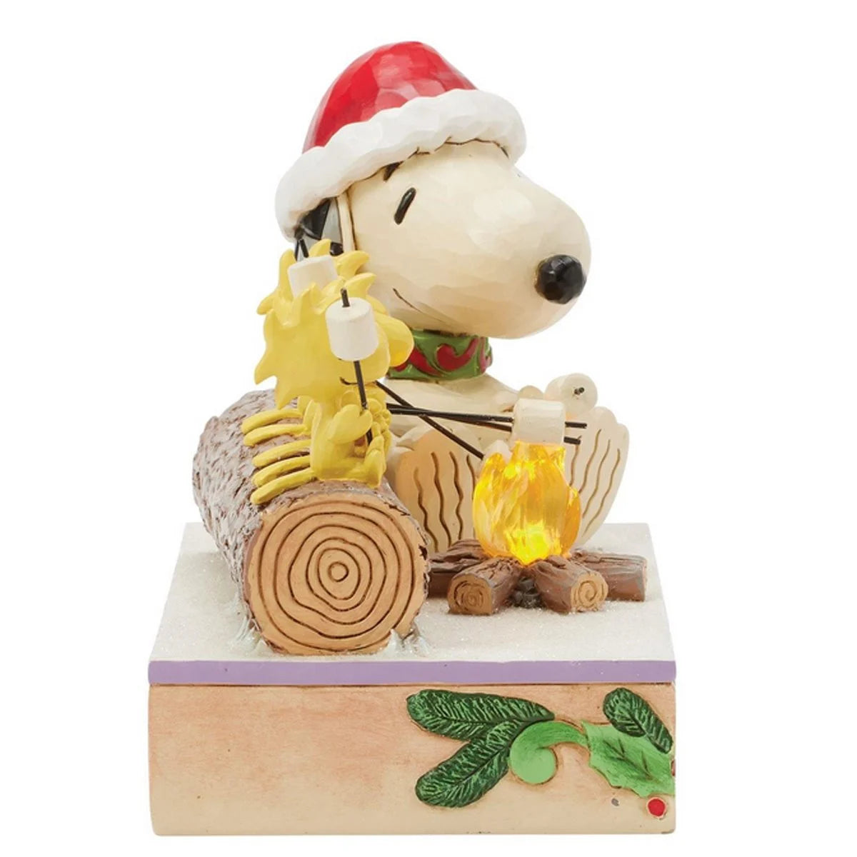 Snoopy & Woodstock Christmas Statue Jim Shore | Peanuts Holiday Campfire LED Figurine