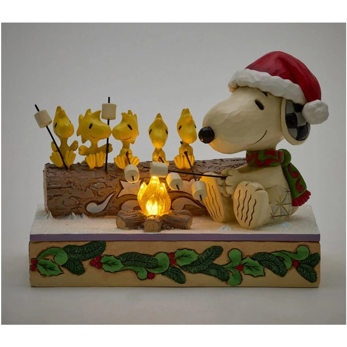 Snoopy & Woodstock Christmas Statue Jim Shore | Peanuts Holiday Campfire LED Figurine