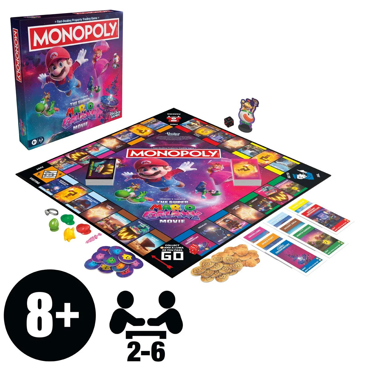 Super Mario Galaxy Monopoly Board Game – Nintendo Monopoly Game for Kids & Adults