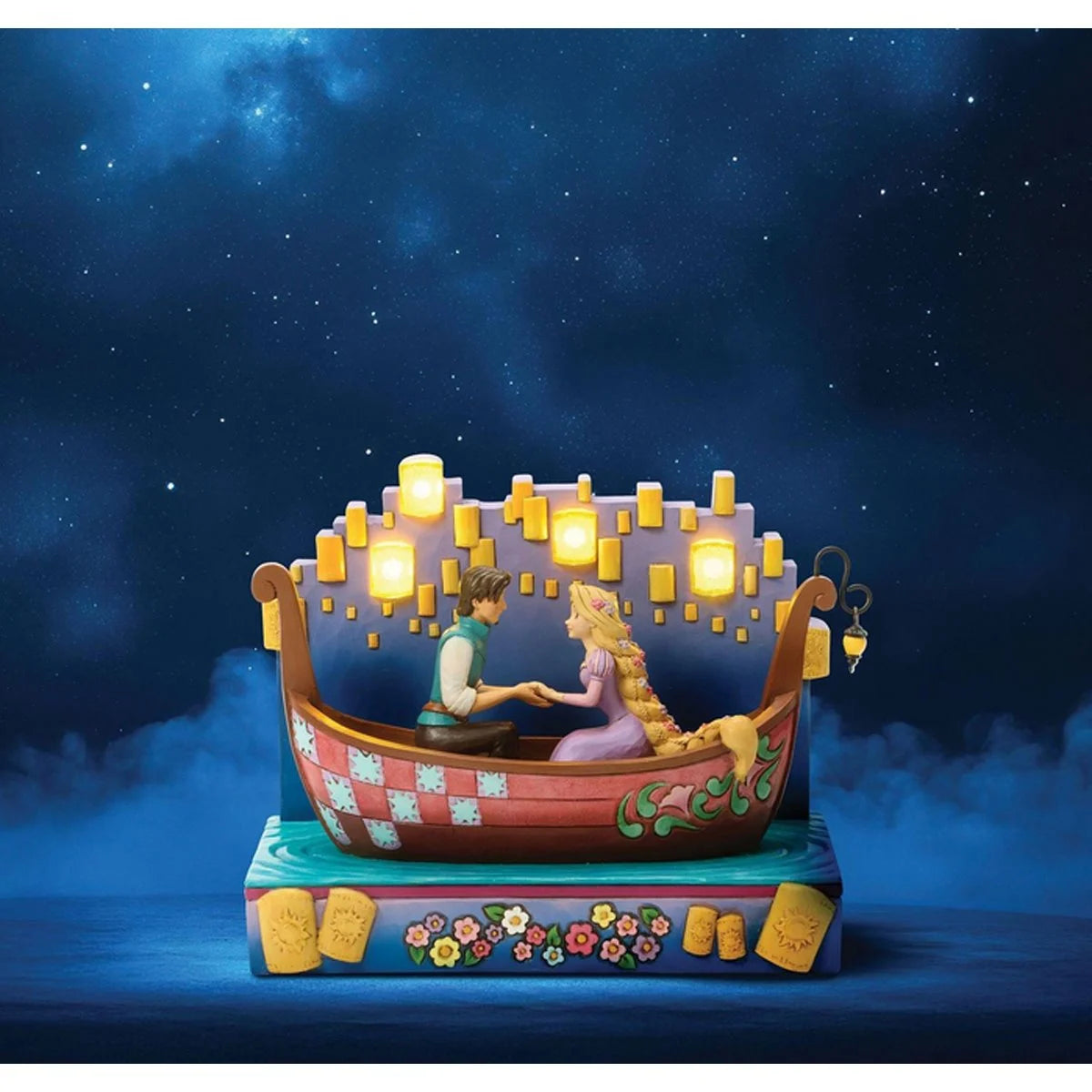 Disney Tangled Rapunzel & Flynn LED Lantern Boat Statue | Jim Shore Collectible Figurine