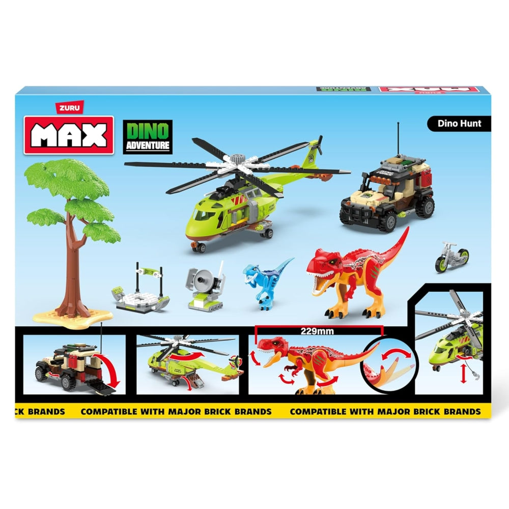 ZURU MAX-Dino Adventure US-Series 1 (552 pcs) Box Playset – Dinosaur Themed Building Bricks Toy (Assorted)