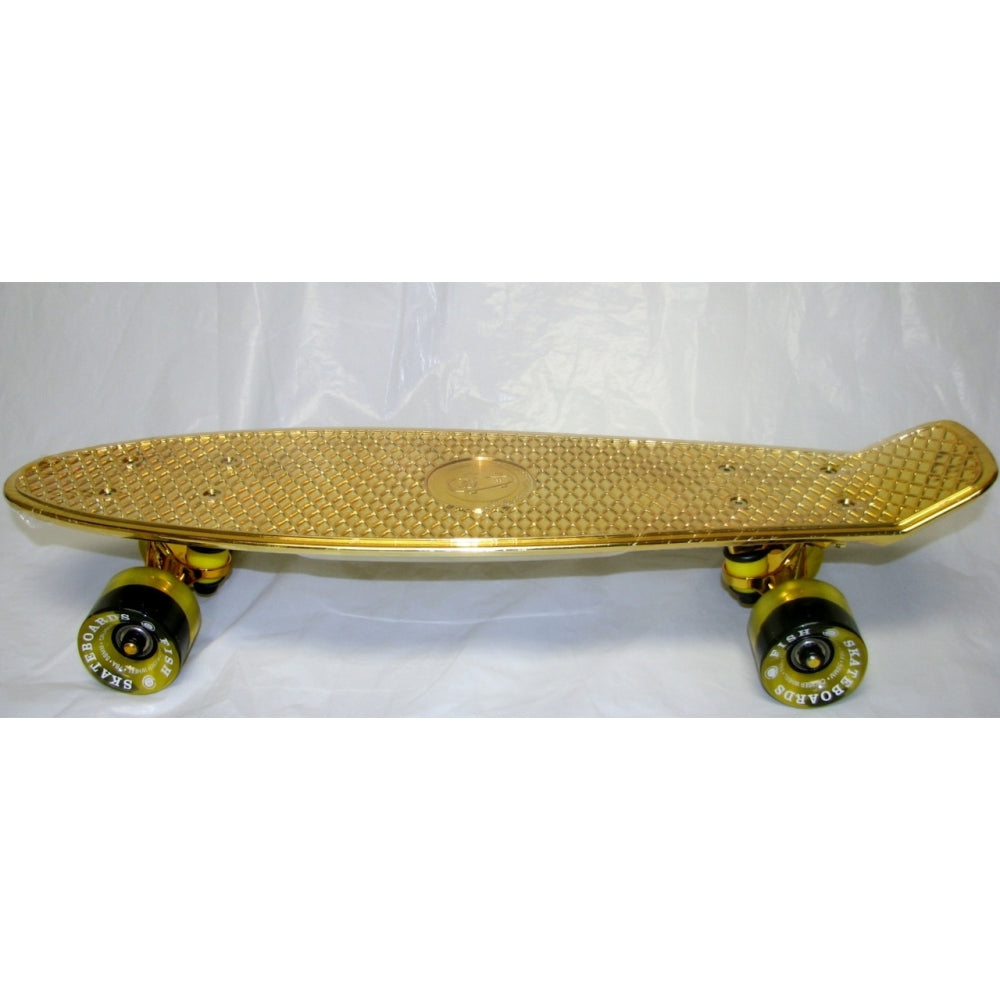 Plastic S/B 22" x 6" w/ LED Wheel and Metallic Gold Deck Skateboard