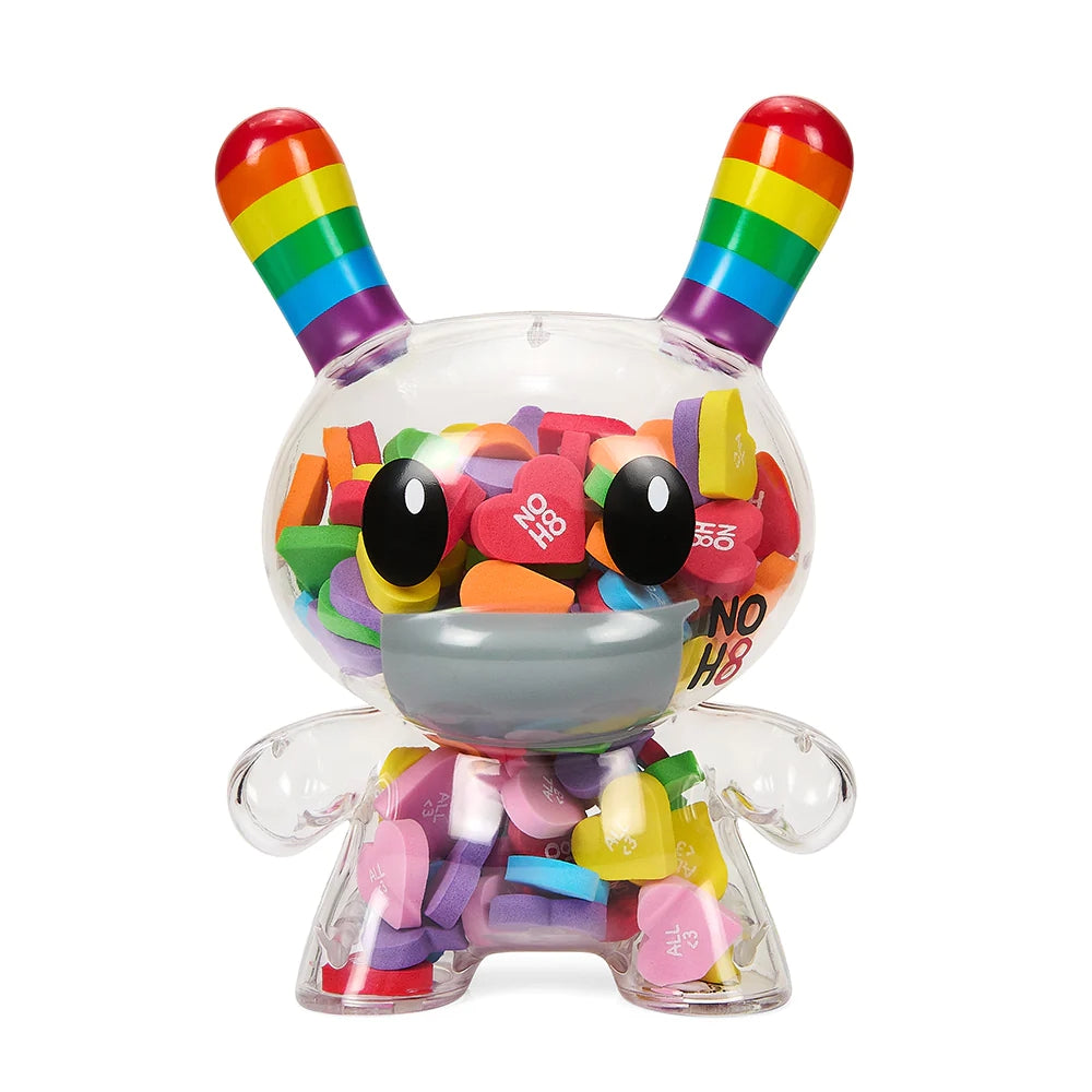 Kidrobot X Noh8 "All <3 Noh8" 8" Rainbow Clear Shell Dunny Filled With Hearts