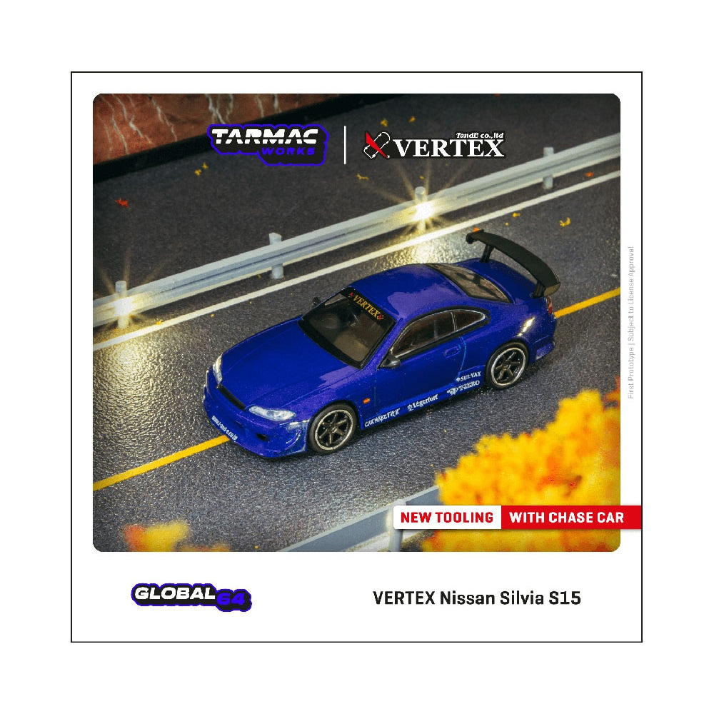 Tarmac Works 1:64 VERTEX Nissan Silvia S15 (Blue Metallic)