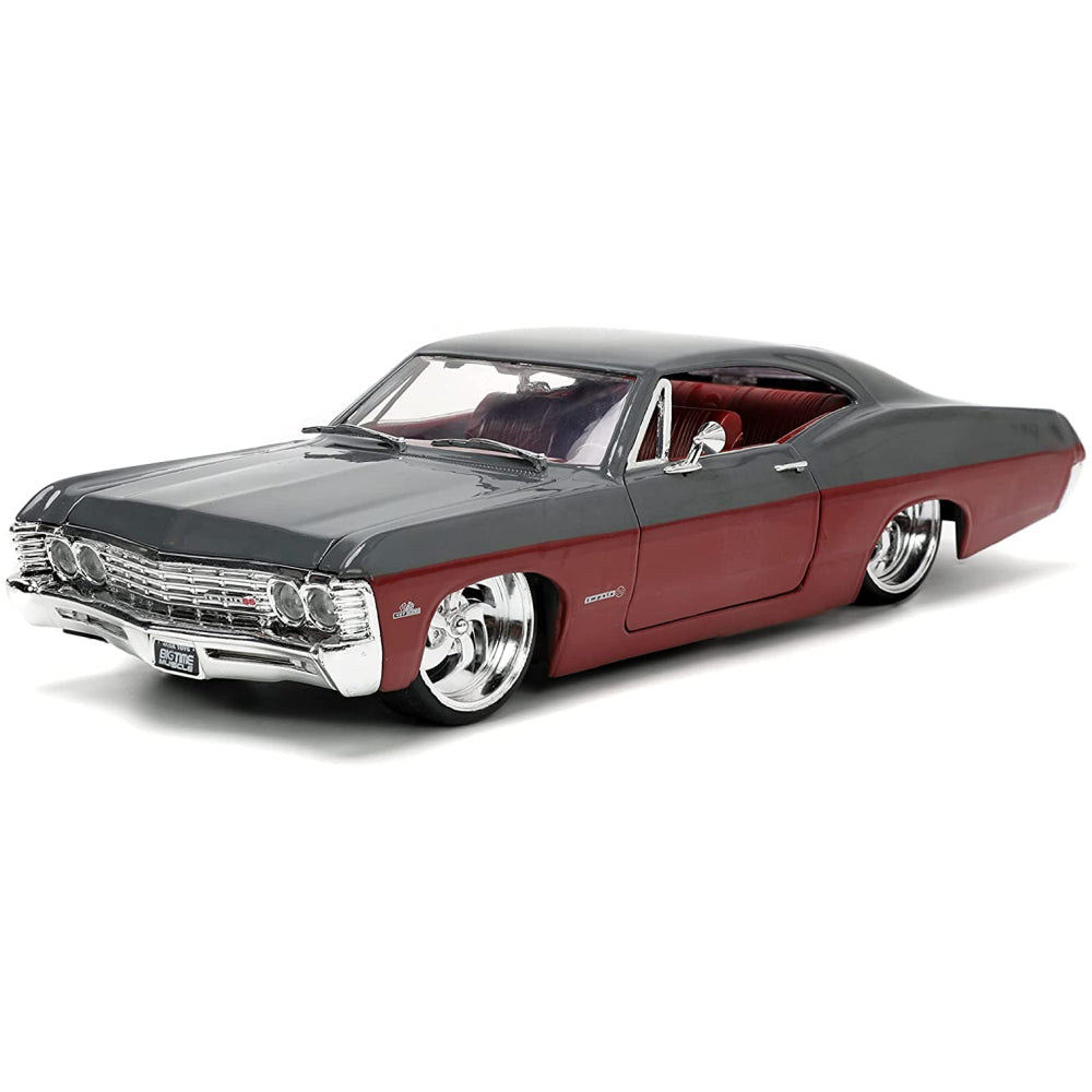 Jada Toys Big Time Muscle 1 24 1967 Chevy Impala SS Gray Burgundy