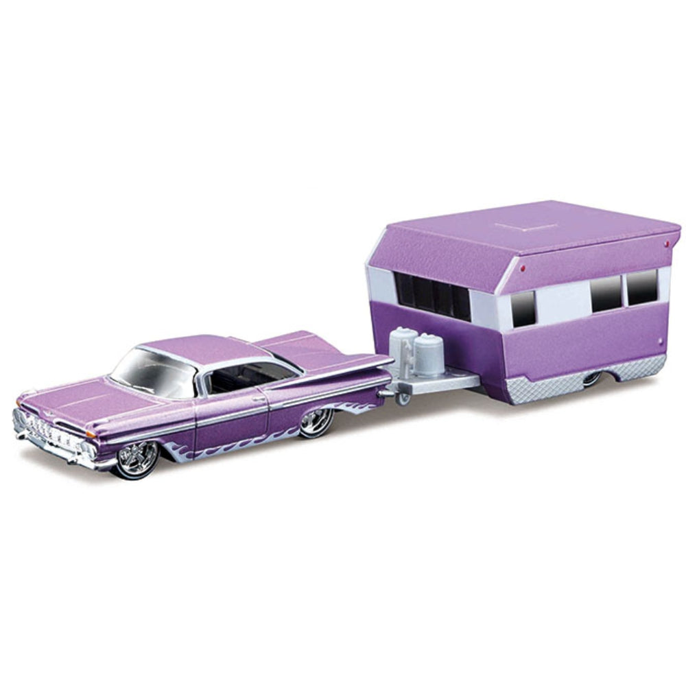 Maisto 1:64 1959 Chevrolet Impala SS W/ Alameda Camper Trailer – Tow & Go