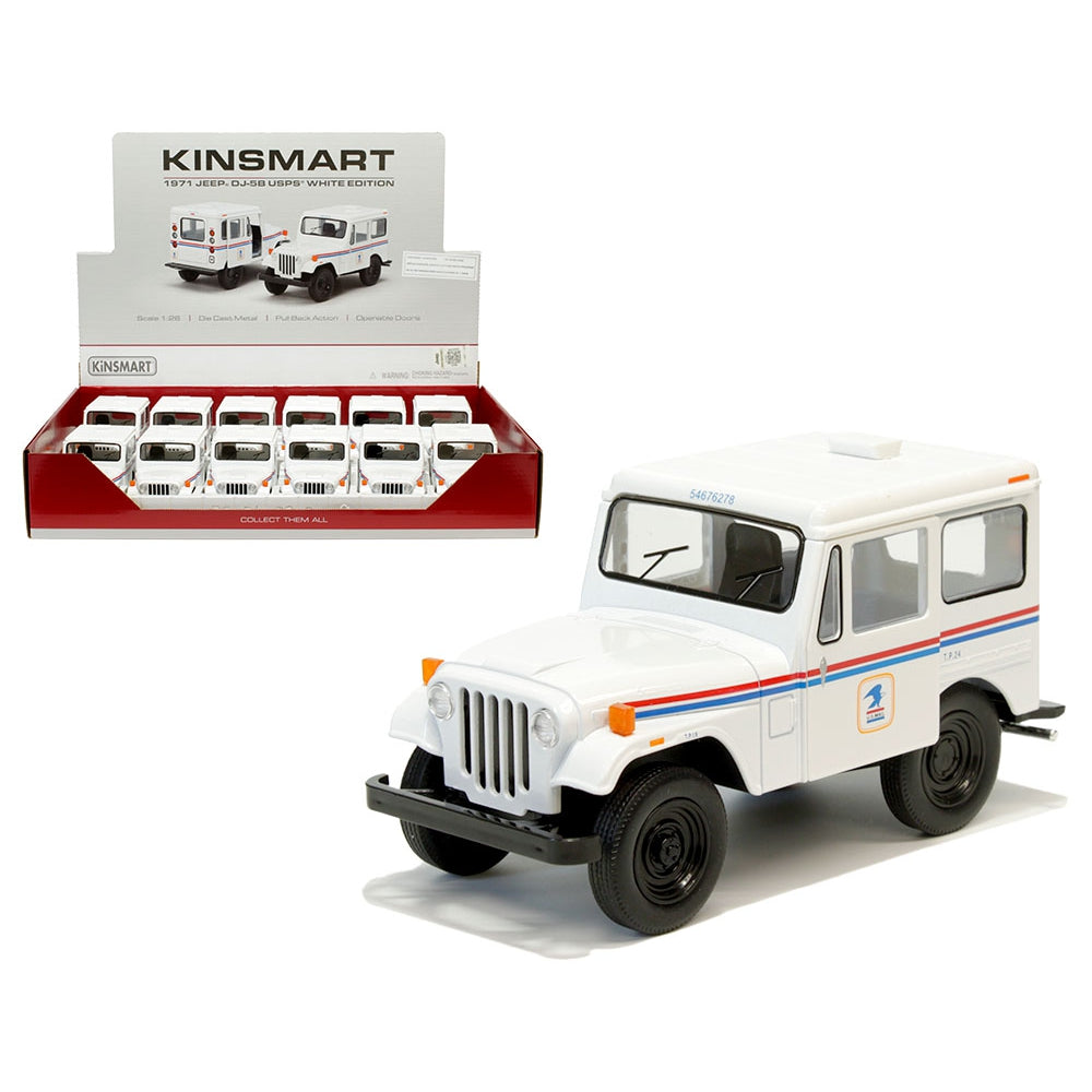 Kinsmart 1:26 1971 Jeep DJ-58 USPS White Edition