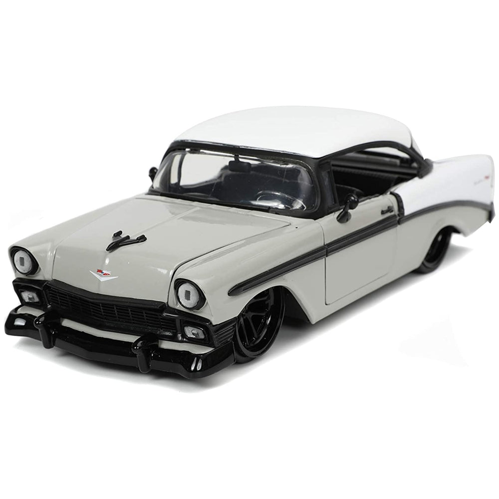 Jada Toys Bigtime Muscle 1:24 1956 Chevy Bel Air Die-cast Grey White