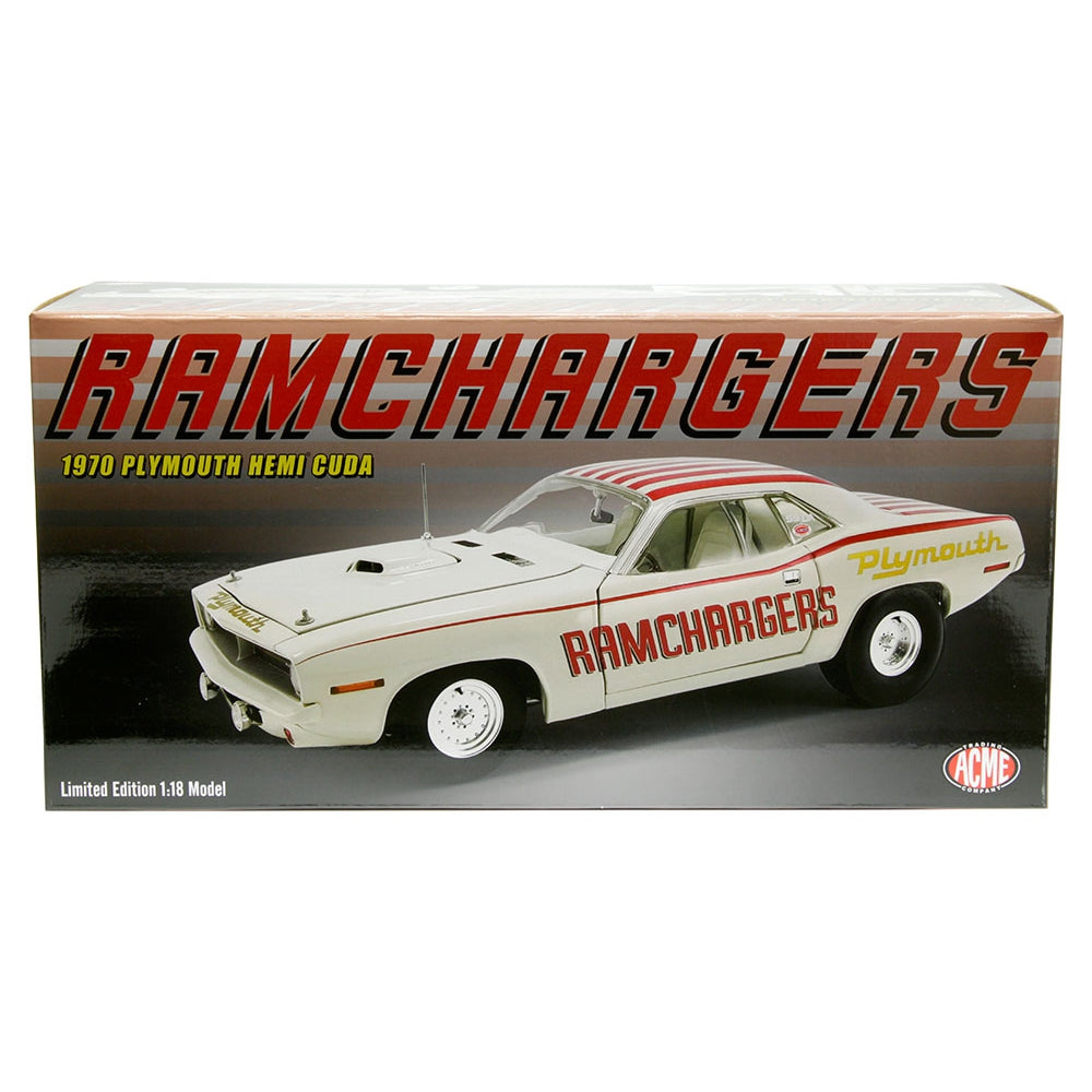 ACME 1:18 1970 Plymouth Hemi Cuda Super Stock Ramchargers (White)