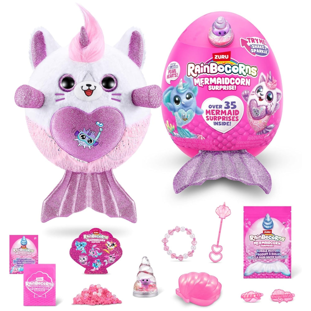 Rainbocorns Mermaidcorn Series 7 Assorted Collectible Plush Surprise – Mermaidcorn Egg with 35+ Hidden Surprises (Assorted)