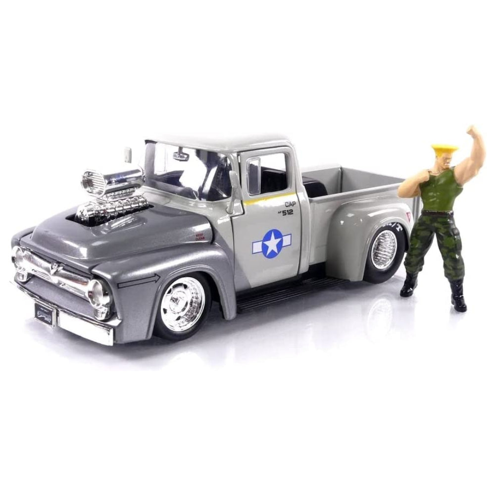 Street Fighter 1:24 1956 Ford F-100 Die-Cast Car & 2.75" Guile Figure