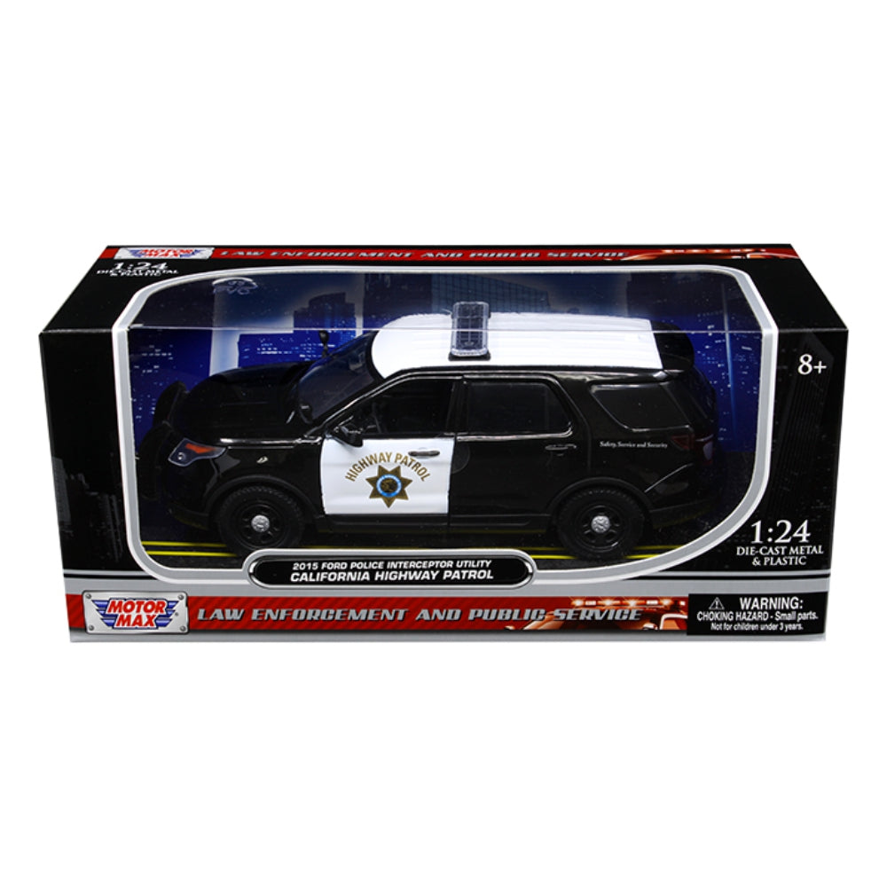 Motormax 1:24 2015 Ford Police Interceptor Utility CHP (California Highway Patrol) – Black/White
