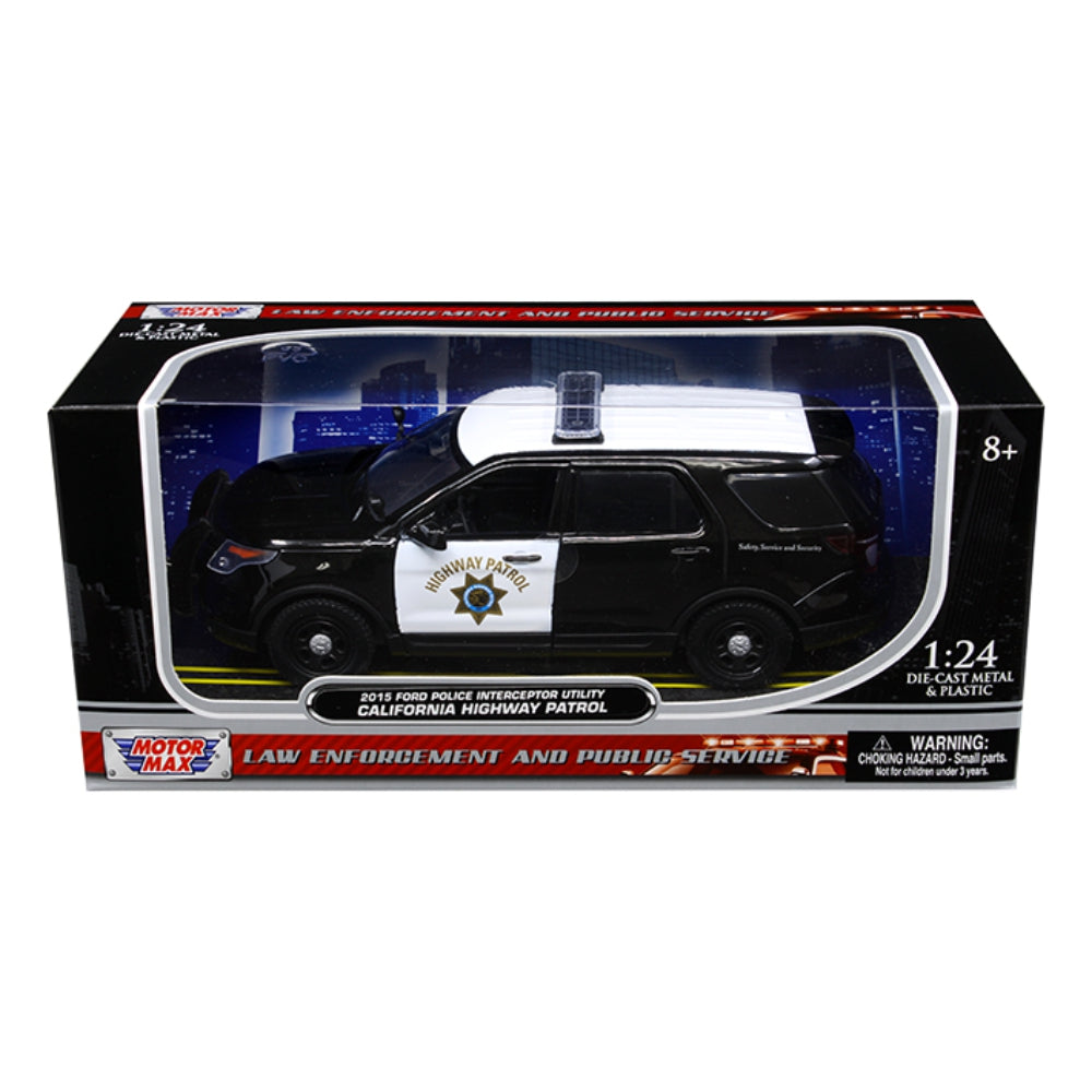 Motormax 1:24 2015 Ford Police Interceptor Utility CHP (California Highway Patrol) – Black/White