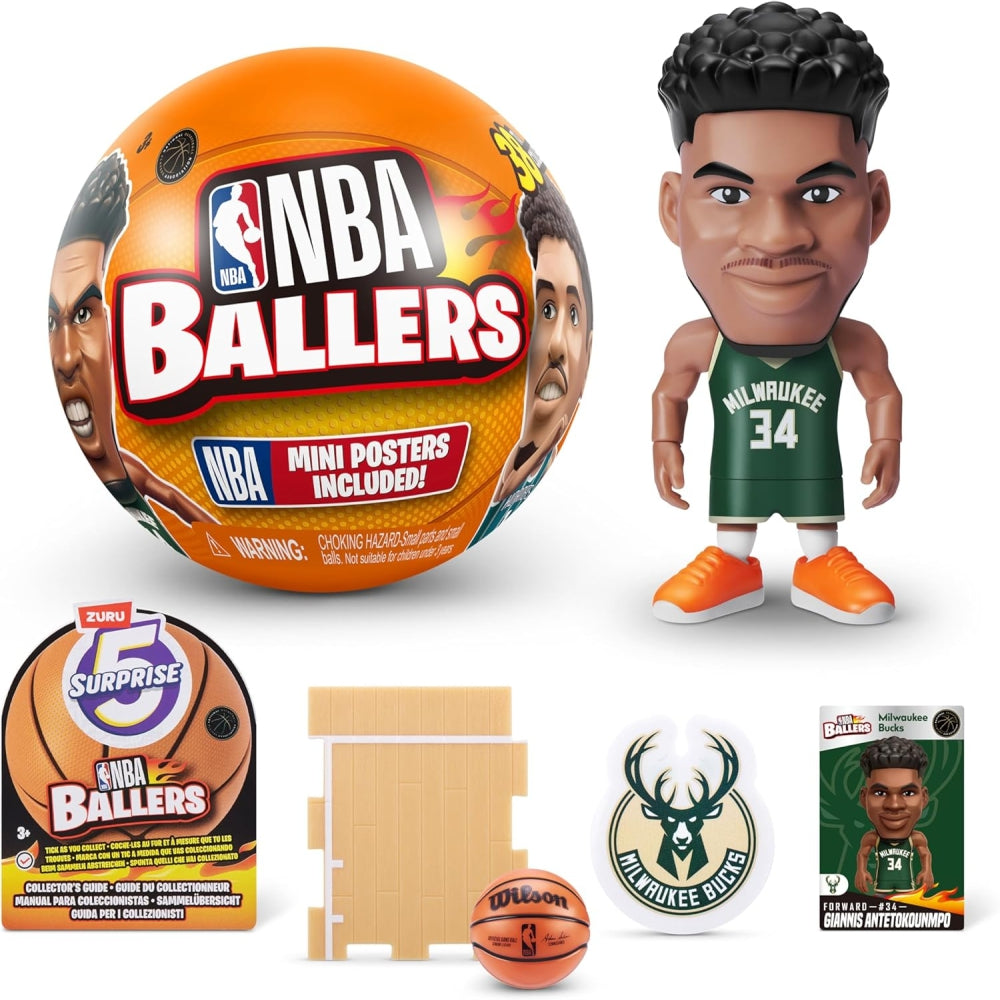 ZURU 5 Surprise NBA Ballers Series 1 â€“ Collectible NBA Mystery Capsule Toy (Assorted Figures & Accessories)