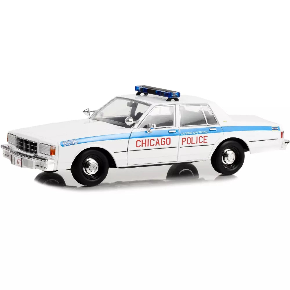Greenlight 1989 Chevrolet Caprice White w/Blue Stripes "Chicago Police Dept" "Artisan Collection" 1/18 Diecast Model Car