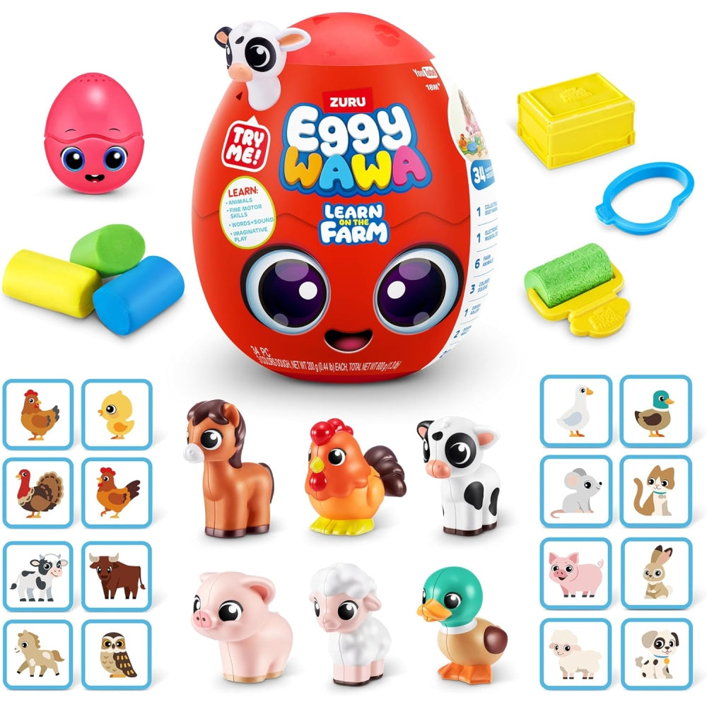 Eggy Wawa Learn on the Farm Surprise Egg â€“ Interactive Pre-K Learning Toy with 34 Surprises (Assorted)