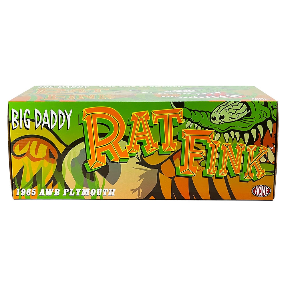 ACME 1:18 1965 Plymouth AWB – Rat Fink (Red with Green Flames)