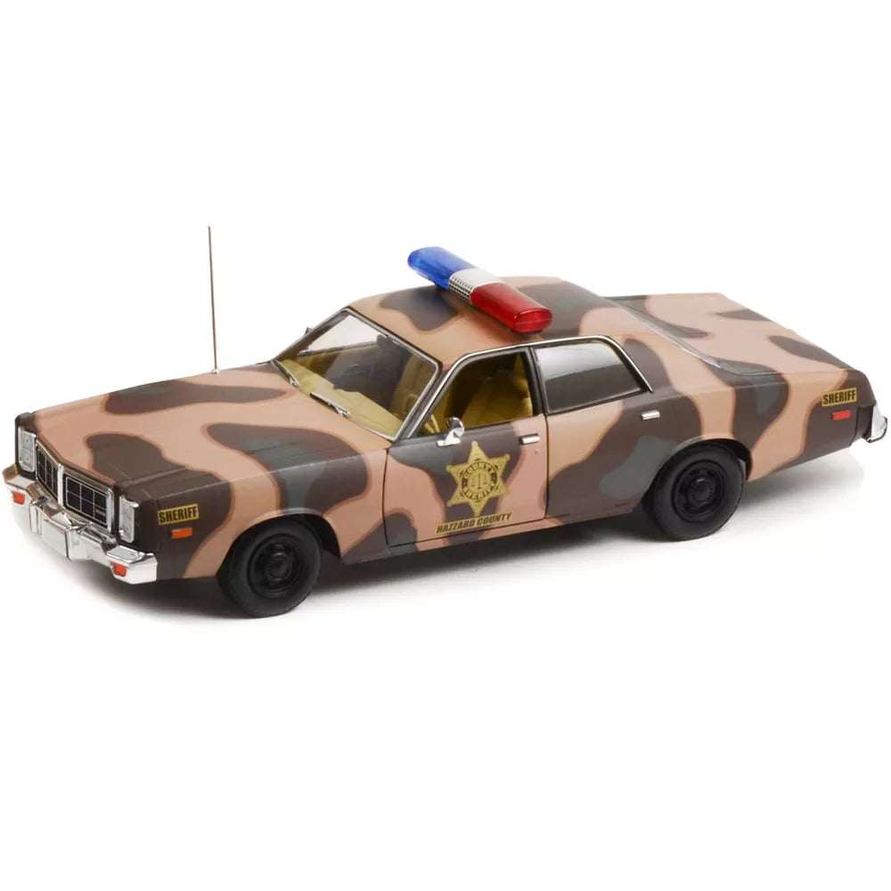 Greenlight 1978 Dodge Monaco Brown Camouflage "Hazzard County Sheriff" 1/18 Diecast Model Car