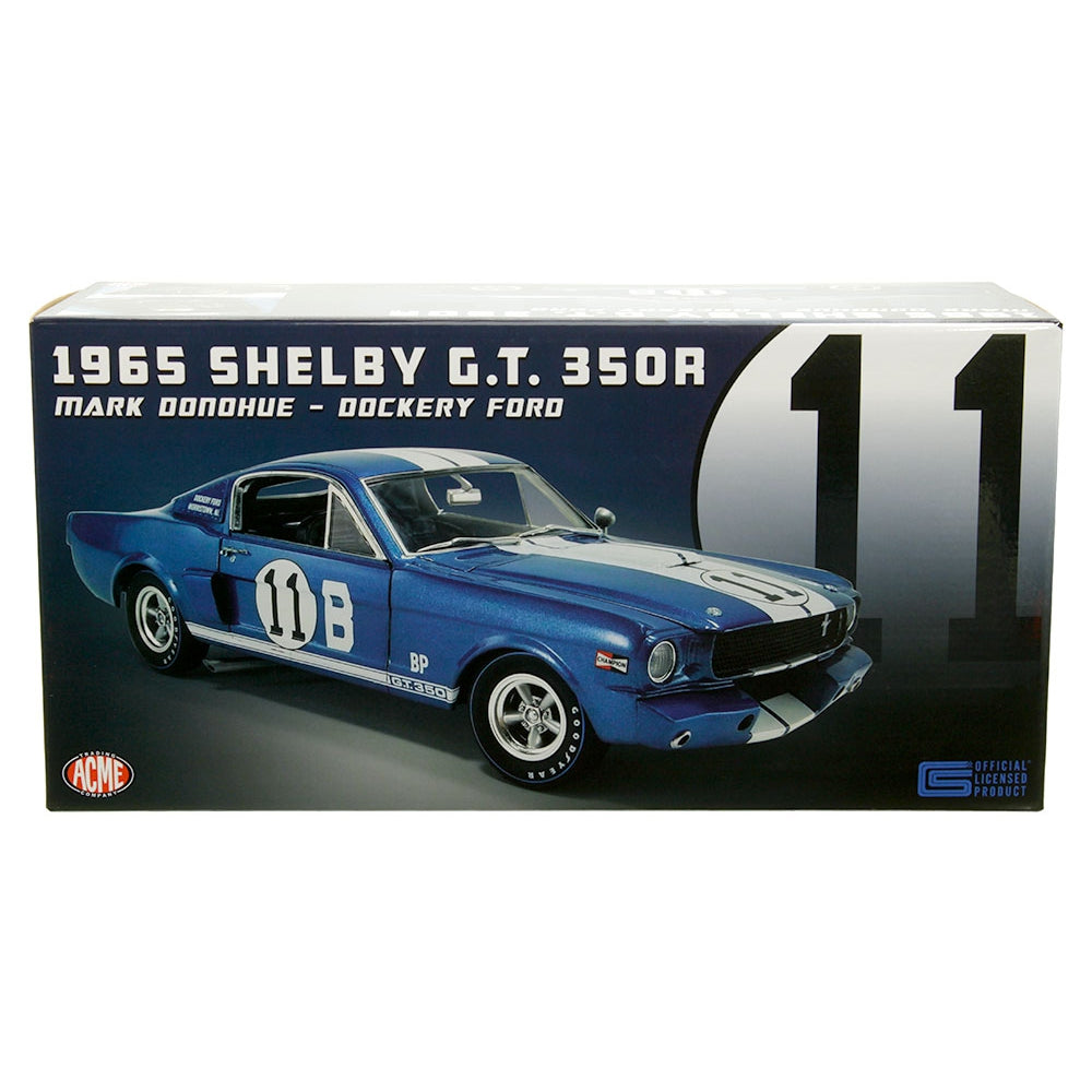 ACME 1:18 1965 Shelby GT350R #11 B – Blue with White Stripes – Mark Donohue – Dockery Ford