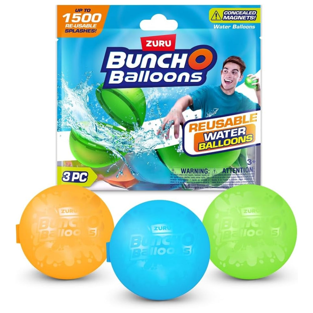ZURU Bunch O Balloons Reusable Water Balloons – 3-Pack (Assorted Colors)