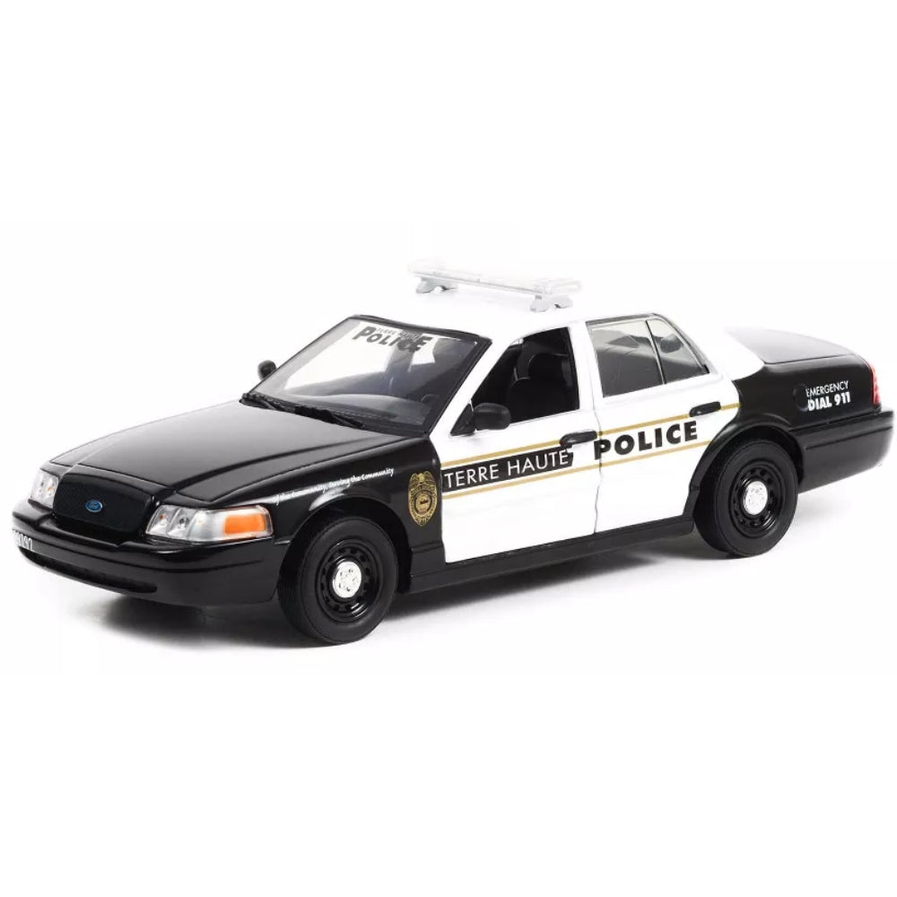 Greenlight 2011 Ford Crown Victoria Police Interceptor Black and White "Terre Haute Police" (Indiana) 1/24 Diecast Model Car