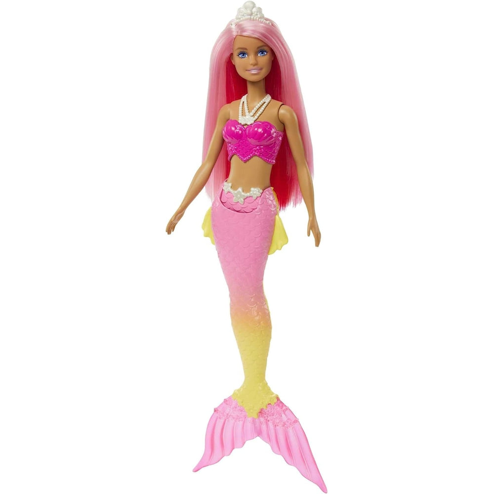 Barbie Dreamtopia Mermaid Doll, Pink Hair, Pink &amp; Yellow Ombre Tail &amp; Tiara Accessory