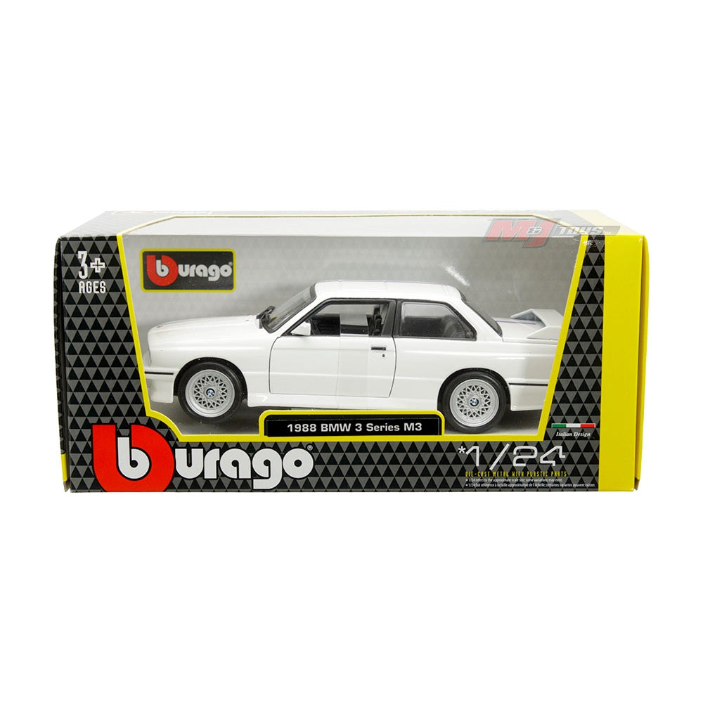 Bburago 1:24 1988 BMW M3 (E30) (White with M Stripe)