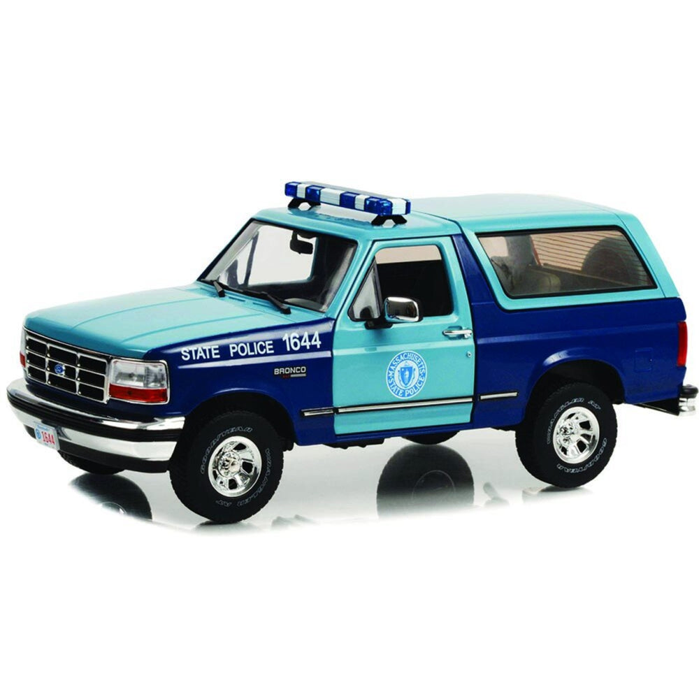Greenlight 1996 Ford Bronco XLT - Massachusetts State Police 1:18 Scale Diecast Replica Model