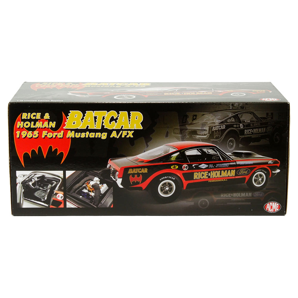 ACME 1:18 1965 Ford Mustang A/FX (Black and Red) – Batcar – Rice & Holman