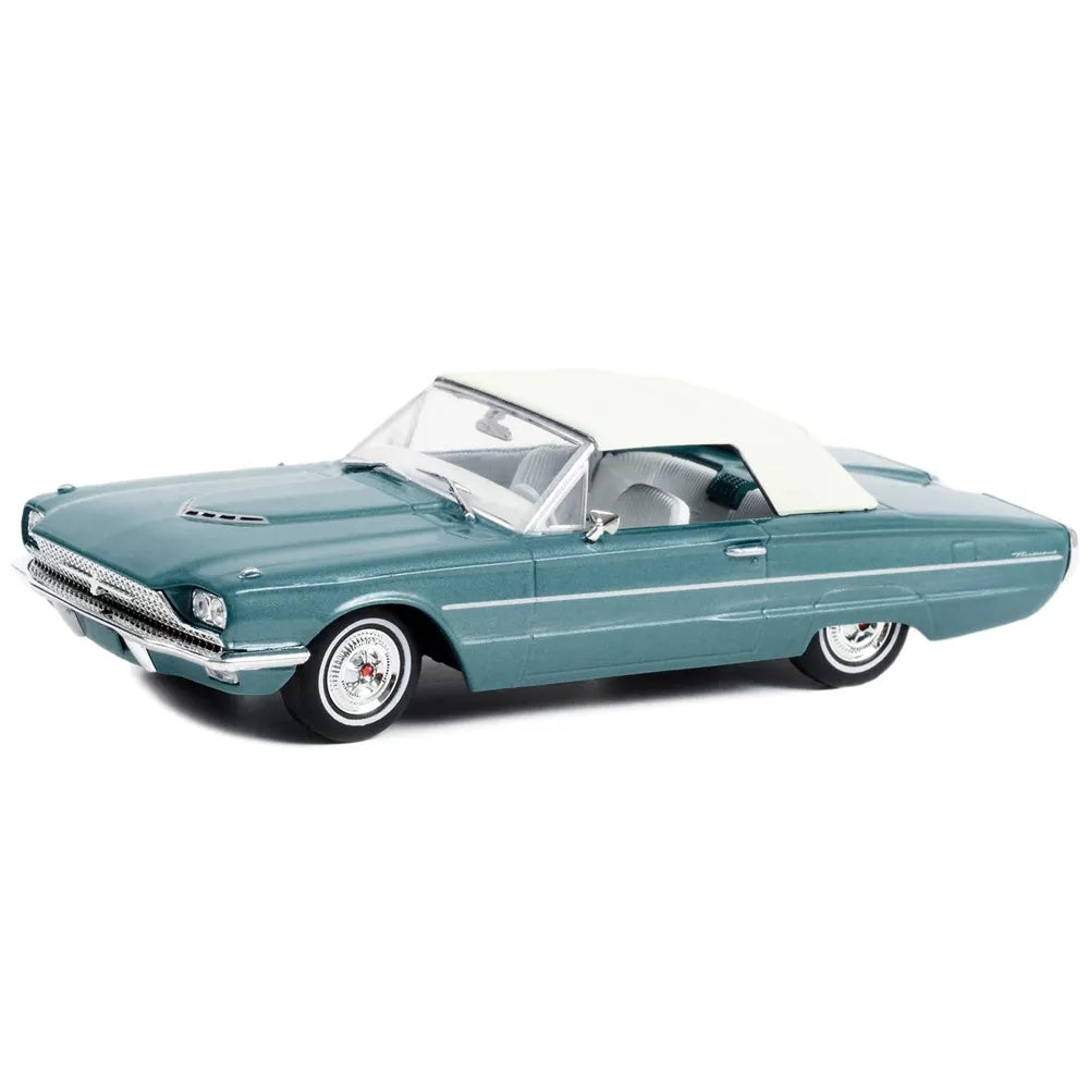 Greenlight 1966 Ford Thunderbird Convertible (Top-Up) Light Blue Met. w/White Interior Thelma &amp; Louise 1/43 Diecast Model Car