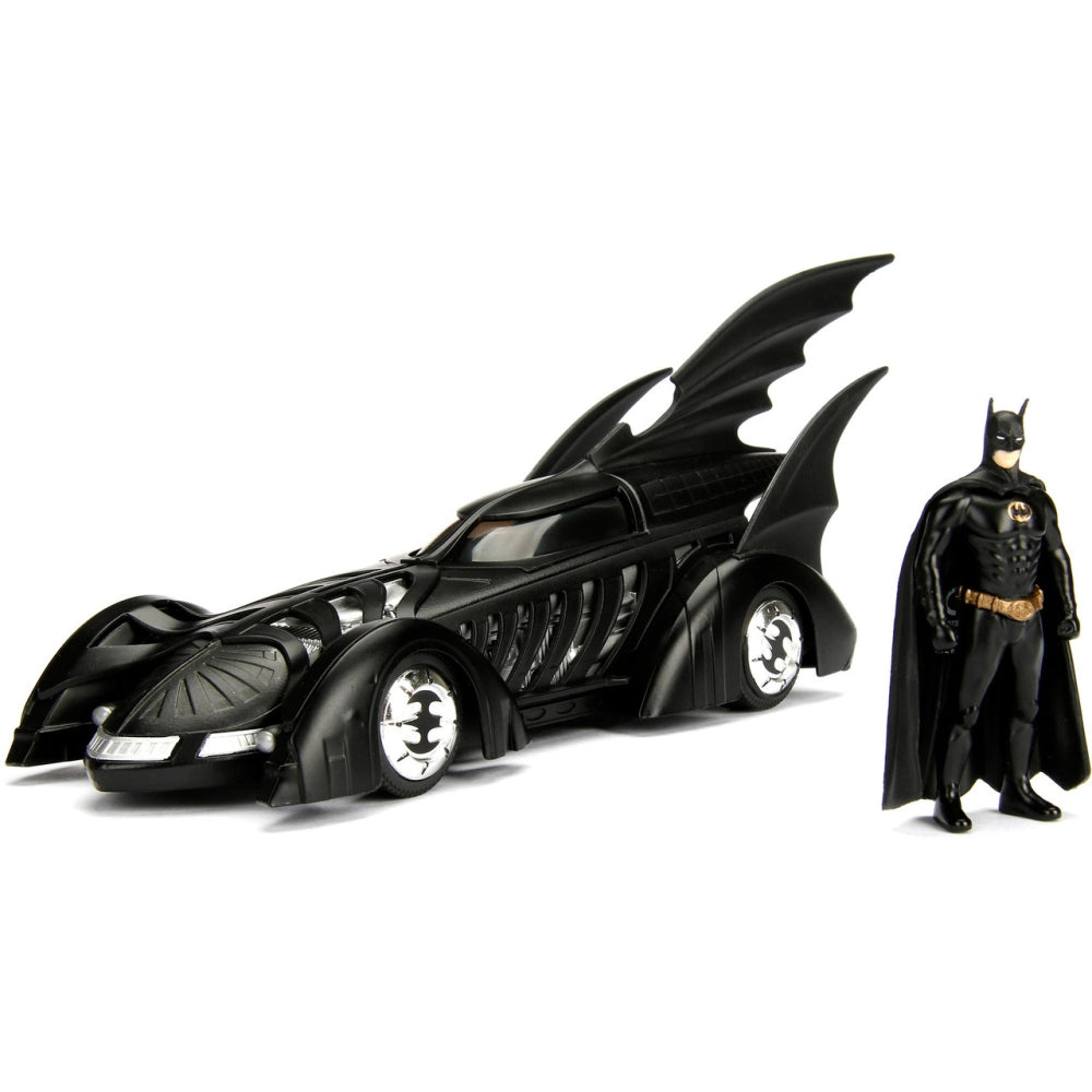 DC Comics Batman Forever Batmobile &amp; Batman Figure 1:24 Die - Cast Vehicle with Figure Matte Black