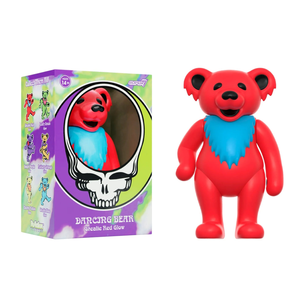 Grateful Dead Reaction Figure Dancing Bear Glow Stealie Red