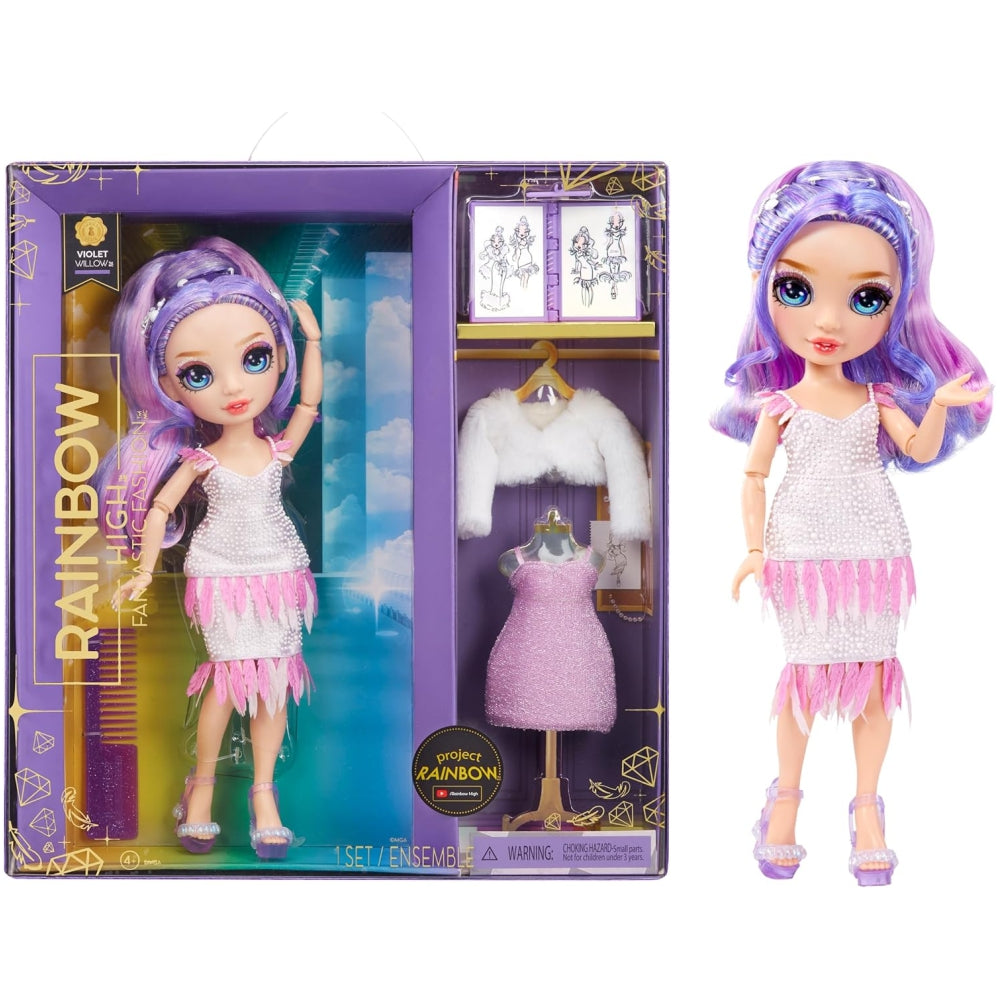 Rainbow High Fantastic Fashion Violet Willow Doll – 11” Purple Fashion Doll Playset with 2 Outfits & Accessories (Assorted)