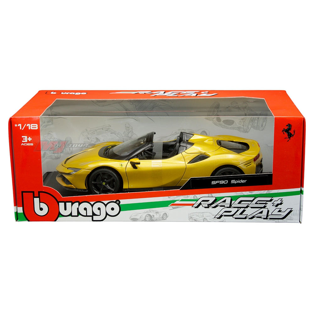 Bburago 1:18 Ferrari SF90 Spider – Gold – Race & Play