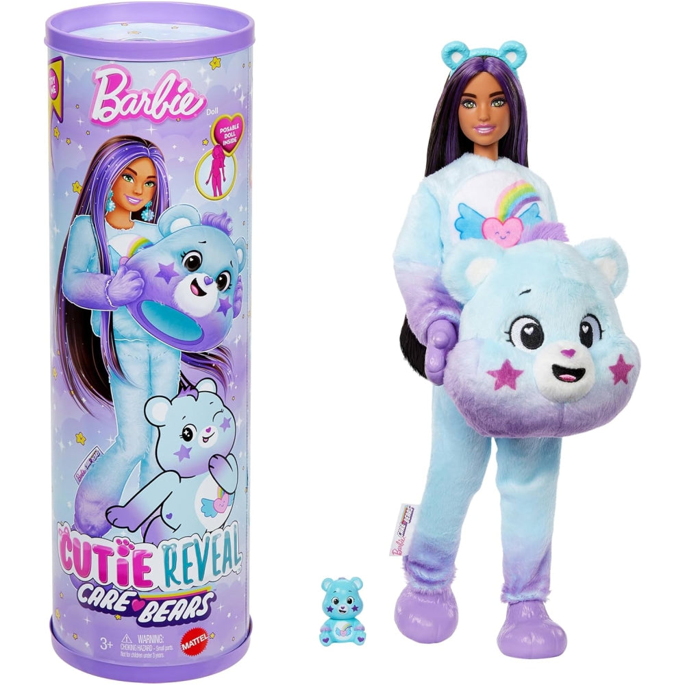 Barbie Cutie Reveal Care Bears Series 2 Doll & Accessories — 10 Surprise Reveal Playset (Choose Your Bear)