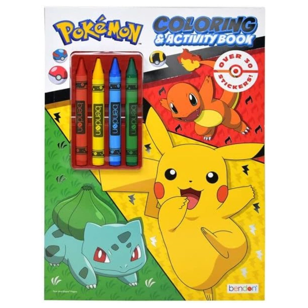 PokÃ©mon Coloring & Activity Book with Crayons â€“ Over 30 Stickers, Games, Puzzles & Cards (Assorted)