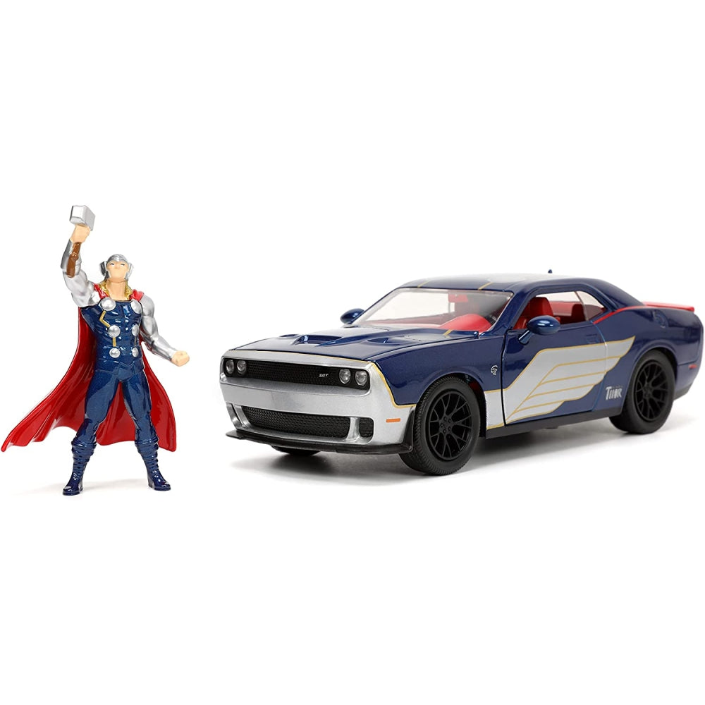 Jada Toys Marvel 2015 Dodge Challenger SRT Hellcat Die-cast Car w/ 2.75&quot; Thor Figure