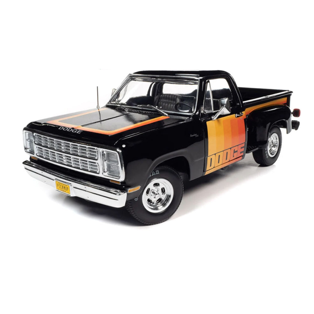 Auto World 1:18 1980 Dodge D150 Pick-M-Up Utiline – Black with Gradated Stripes