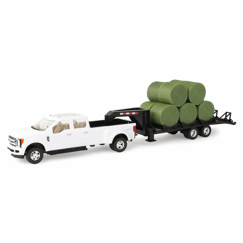 Ford 1:32 Scale F-350 Pickup with Gooseneck Trailer and Bales