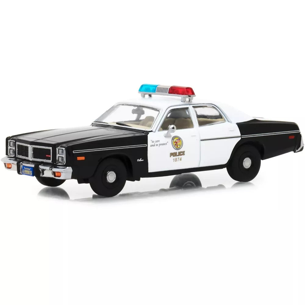 Greenlight 1977 Dodge Monaco Metropolitan Police Black and White "The Terminator" (1984) Movie 1/43 Diecast Model Car
