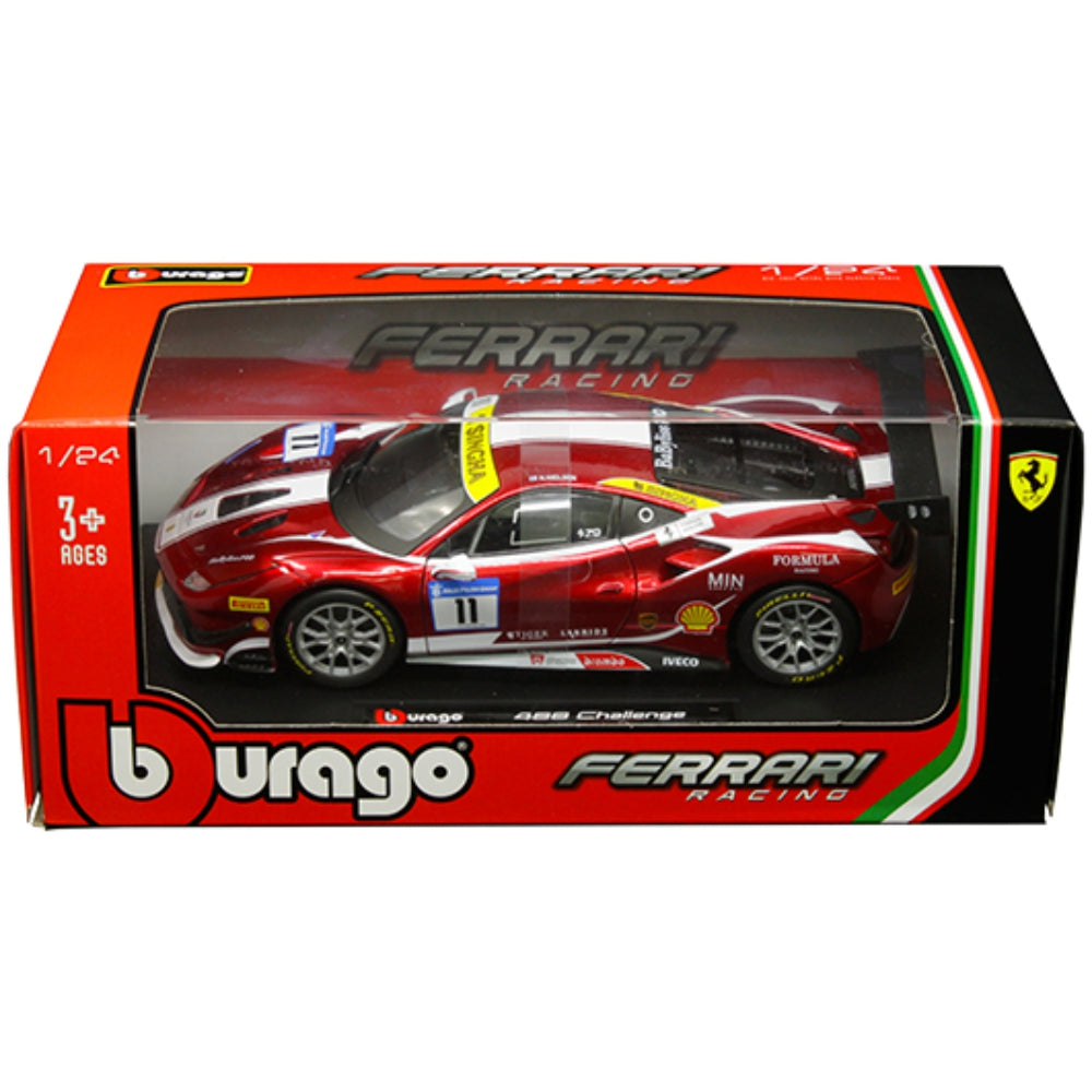 Bburago 1:24 Ferrari 488 Challenge #11 (candy red with white accents) – Ferrari Racing