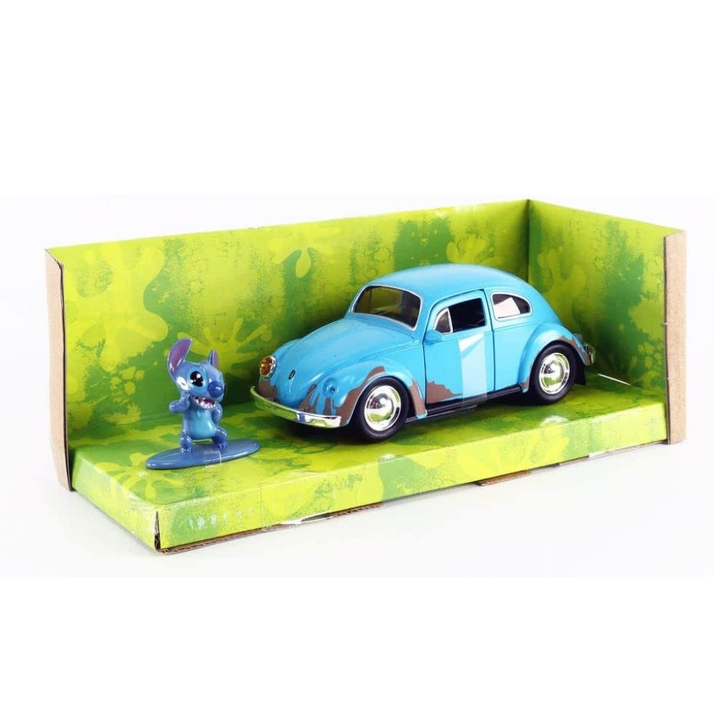 Jada Toys Disney Lilo and Stitch 1:32 Volkswagen Beetle Die-cast Car w/ 1.65" Stitch Figure