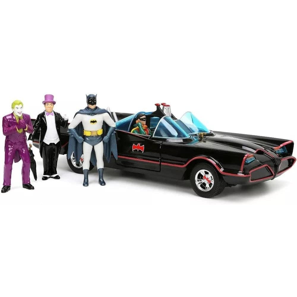 1:24 Classic TV Series Batman Batmobile Die-Cast Car & 2.75" Batman, Robin, Penguin, & The Joker Figures
