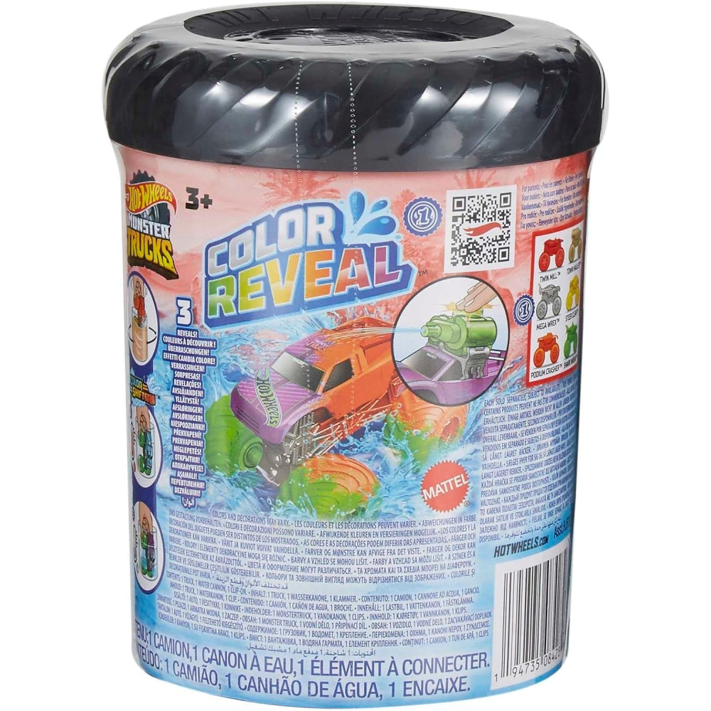 Hot Wheels Monster Trucks Color Reveal Truck with Clip-On Water Tank