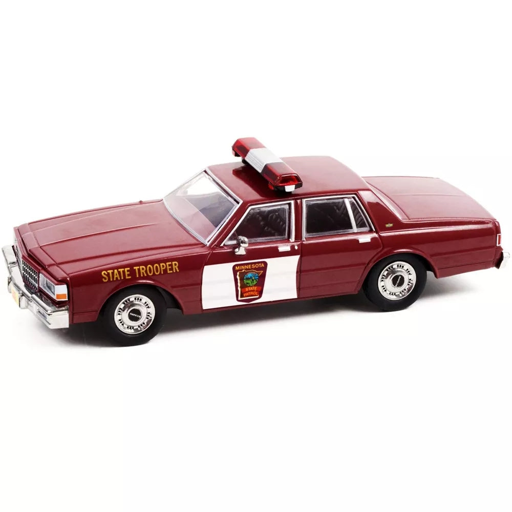 Greenlight 1987 Chevrolet Caprice Burgundy w/Burgundy Interior Minnesota State Trooper "Fargo" 1996 Movie 1/43 Diecast Model Car