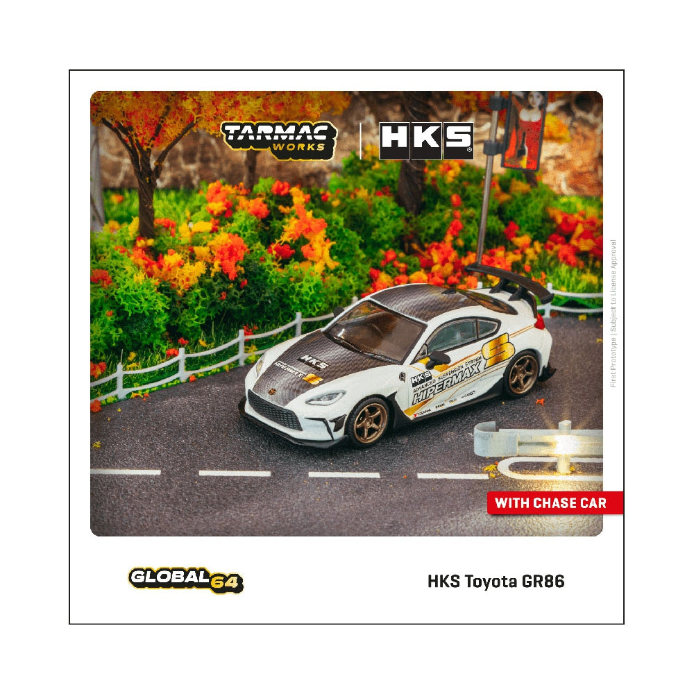 Tarmac Works 1:64 HKS Toyota GR86 HKS HIPERMAX (White)
